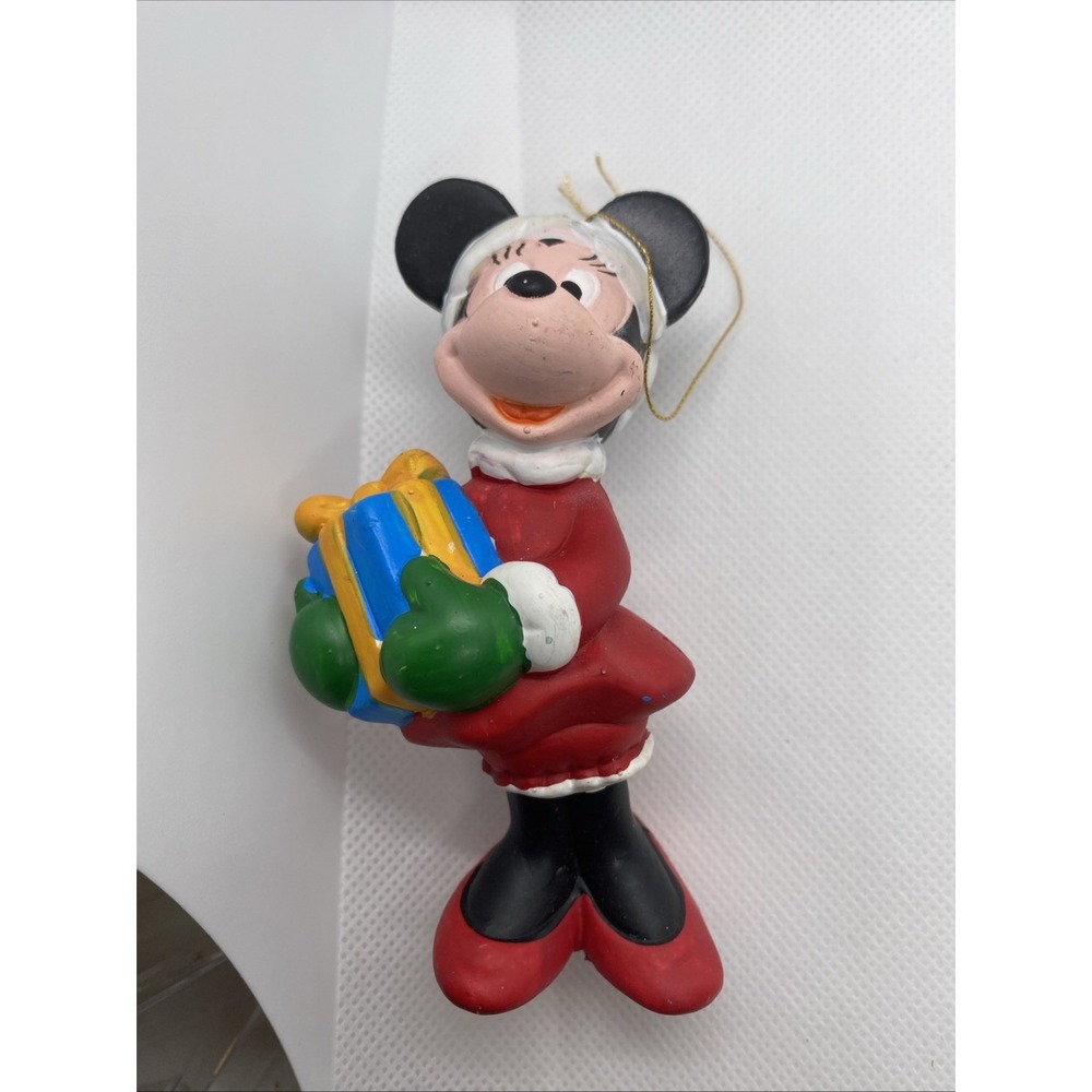 MINNIE MOUSE Santa Vintage 80s KURT ADLER Christmas Ornament DISNEY Plastic